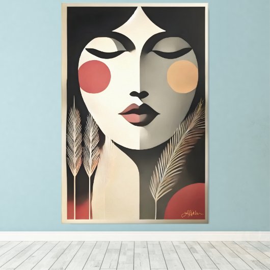 Mid Century Moderne Kunst Meditatie Canvas Afdruk (Insitu (Houten vloer))