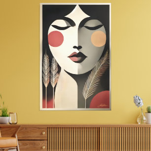 Mid Century Moderne Kunst Meditatie Canvas Afdruk