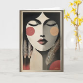 Mid Century Moderne Kunst Meditatie Kaart (Gele Bloem)