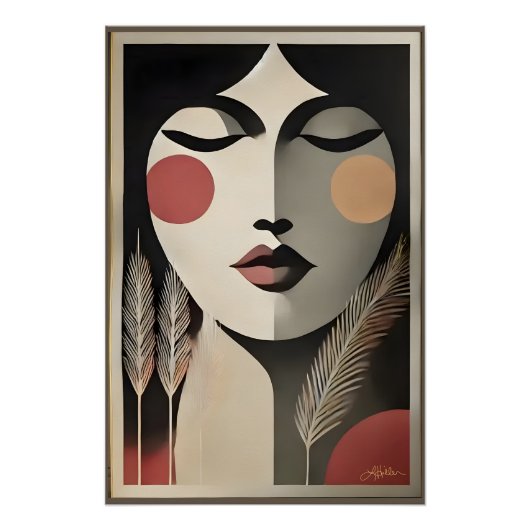 Mid Century Moderne Kunst Meditatie Perfect Poster (Voorkant)