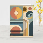 Mid Century Moderne Kunst Zonsondergang Zonsonderg Kaart (Gele Bloem)