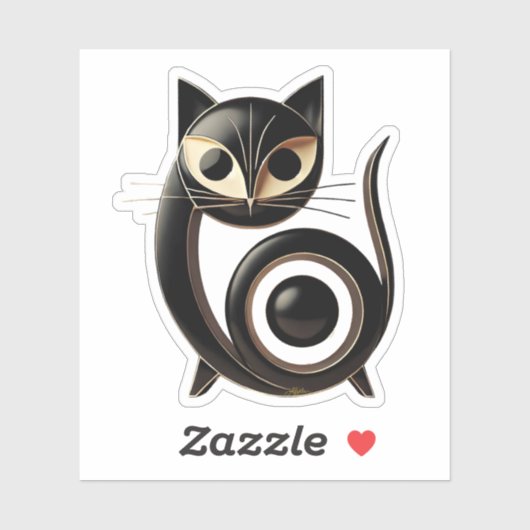 Mid Century Moderne Kunst Zwarte kat Sticker (Vel)