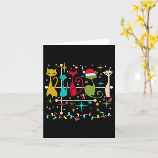 Mid Century moderne look katten kerst retro jaren  Kaart (Gele Bloem)