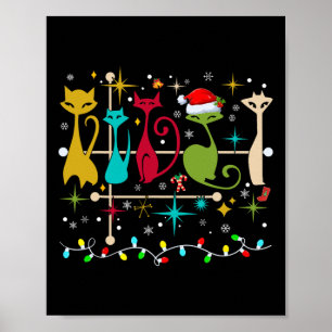 Mid Century moderne look katten kerst retro jaren Poster