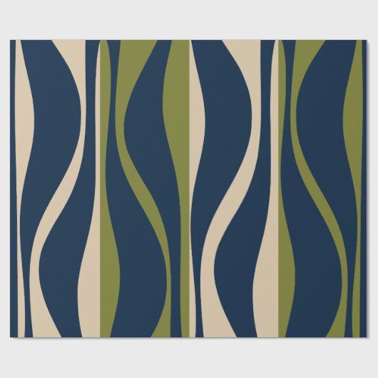 Mid Century Moderne Lounge Gestreepte Retro Ogee Cadeaupapier (Vlak)