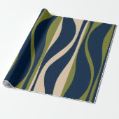 Mid Century Moderne Lounge Gestreepte Retro Ogee Cadeaupapier (Uitgerold)