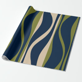 Mid Century Moderne Lounge Gestreepte Retro Ogee Cadeaupapier