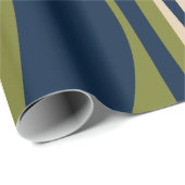 Mid Century Moderne Lounge Gestreepte Retro Ogee Cadeaupapier (Rol Hoek)