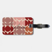 Mid-Century Moderne Maroon Circles en Semicircles Bagagelabel (Achterkant horizontaal)