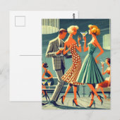 Mid Century Moderne Martini Dans Cocktail Party Briefkaart (Voorkant / Achterkant)