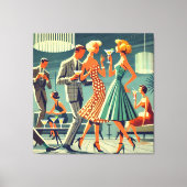 Mid Century Moderne Martini Dans Cocktail Party Canvas Afdruk (Voorkant)