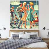 Mid Century Moderne Martini Dans Cocktail Party Canvas Afdruk (Insitu (Slaapkamer))