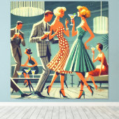 Mid Century Moderne Martini Dans Cocktail Party Canvas Afdruk (Insitu (Houten vloer))