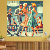 Mid Century Moderne Martini Dans Cocktail Party Canvas Afdruk (Insitu (Woonkamer))