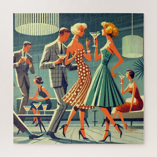 Mid Century Moderne Martini Dans Cocktail Party Legpuzzel (Verticaal)