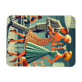 Mid Century Moderne Martini Dans Cocktail Party Magneet (Horizontaal)