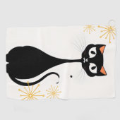 Mid Century Moderne MCM Cool Black Cat Golfhanddoek (Horizontaal)