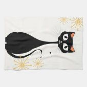 Mid Century Moderne MCM Cool Black Cat Theedoek (Horizontaal)