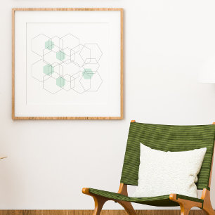 Mid Century Moderne Minimale Geometrische Hexagons Poster