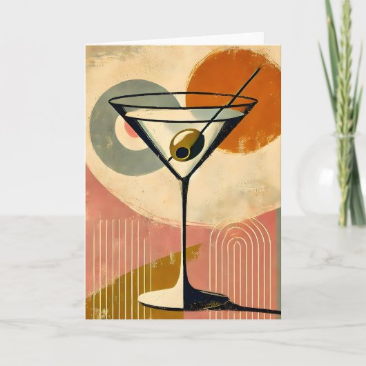 Mid Century Moderne Minimalistische Kunst Martini Kaart (Voorkant)