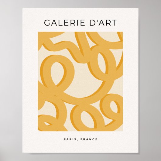 Mid Century Moderne Mosterd Gele Borstel Strokes Poster (Voorkant)