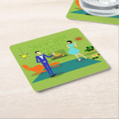 Mid Century Moderne Onderzetter met twee centen (Schuin)