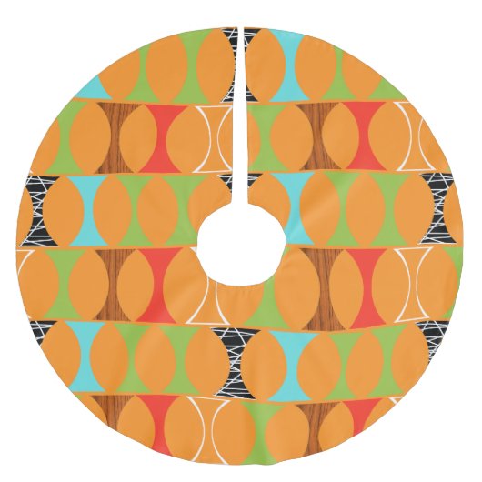 Mid Century Moderne Oranje kerstboomrok Kerstboom Rok (Voorkant)