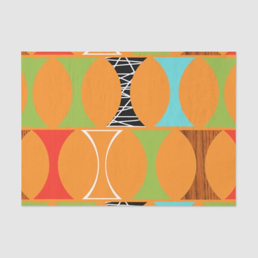 Mid Century Moderne Oranje-patroonpapier Tissuepapier (Voorkant)