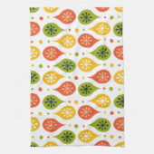 Mid Century Moderne oranje rode regendruppels ster Theedoek (Verticaal)