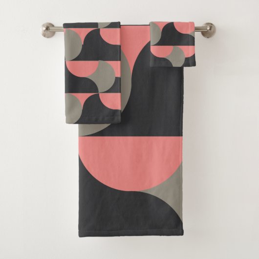 Mid-Century Moderne perziken en grijs Bad Handdoek (Insitu)