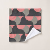 Mid-Century Moderne perziken en grijs Bad Handdoek (Wasdoekje)