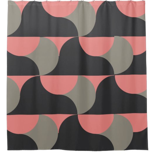 Mid-Century Moderne perziken en grijs Douchegordijn (Voorkant)