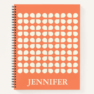 Mid Century Moderne Petals in Oranje gepersonalise Notitieboek