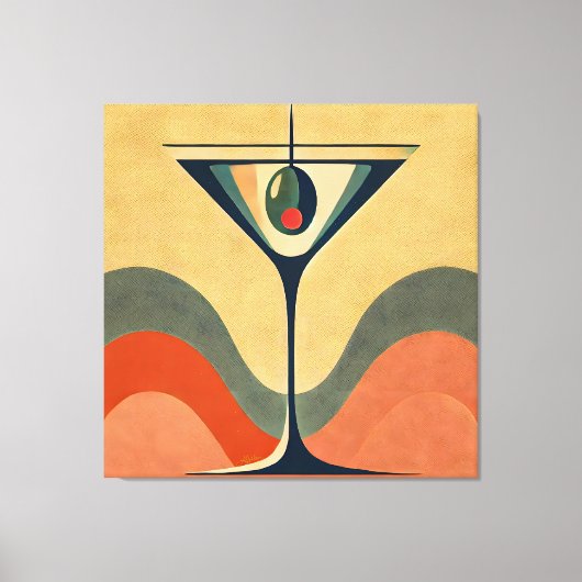 Mid Century Moderne "pimento olijf martini golf" Canvas Afdruk (Voorkant)