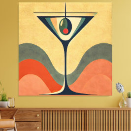 Mid Century Moderne "pimento olijf martini golf" Canvas Afdruk