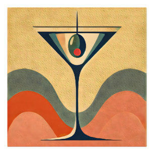 Mid Century Moderne "pimento olijf martini golf" Foto Afdruk