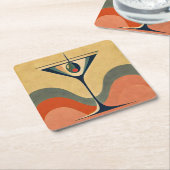 Mid Century Moderne "pimento olijf martini golf" Kartonnen Onderzetters (Schuin)