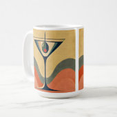 Mid Century Moderne "pimento olijf martini golf" Koffiemok (Voorkant links)
