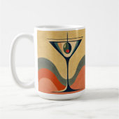 Mid Century Moderne "pimento olijf martini golf" Koffiemok (Links)