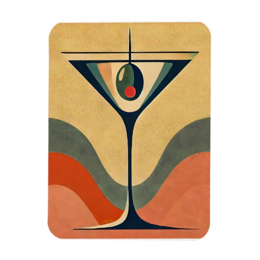 Mid Century Moderne "pimento olijf martini golf" Magneet (Verticaal)