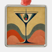 Mid Century Moderne "pimento olijf martini golf" Metalen Ornament (Voorkant)