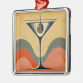 Mid Century Moderne "pimento olijf martini golf" Metalen Ornament (Links)