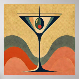 Mid Century Moderne "pimento olijf martini golf" Poster