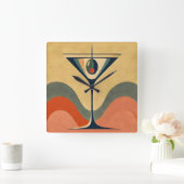 Mid Century Moderne "pimento olijf martini golf" Vierkante Klok (Huis)