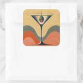 Mid Century Moderne "pimento olijf martini golf" Vierkante Sticker (Tas)