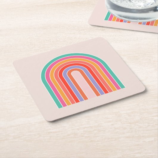Mid Century Moderne Regenboog Kartonnen Onderzetters (Schuin)
