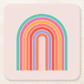 Mid Century Moderne Regenboog Kartonnen Onderzetters (Voorkant)