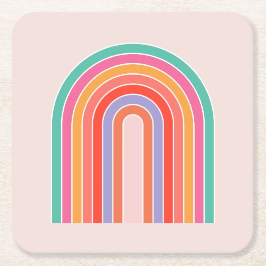 Mid Century Moderne Regenboog Kartonnen Onderzetters (Voorkant)