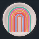 Mid Century Moderne Regenboog Papieren Bordje<br><div class="desc">Abstracte regenboog Retro - kleurrijke regenboog.</div>