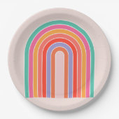 Mid Century Moderne Regenboog Papieren Bordje (Voorkant)